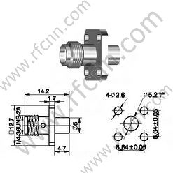 SMA sertissage femelle 4 trous bride pour connecteur RF405 RF