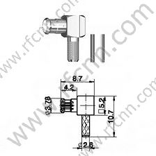 Angle droit de sertissage mâle MCX pour connecteur RF RF174